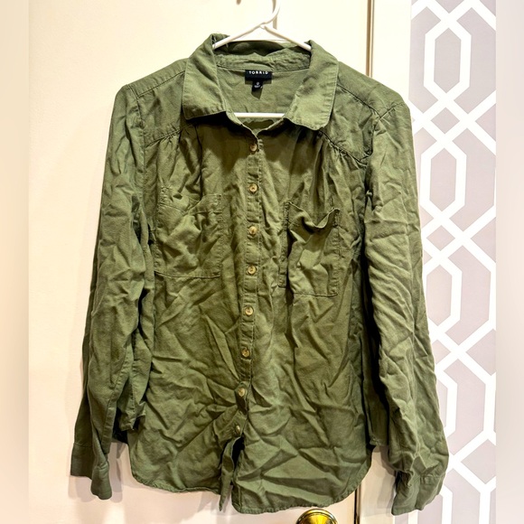 torrid Tops - Torrid Olive Green Button Down Shirt